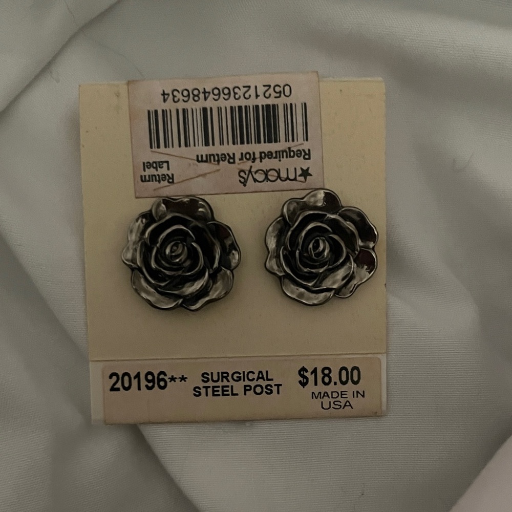 Silver Rose Earrings